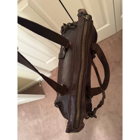 Rare FRYE Chocolate Brown Leather Braided Samantha Satchel Bag - Picture 7 of 15